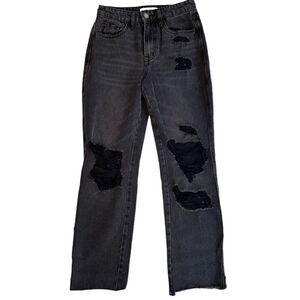 Flying Monkey Distressed High Rise Ankle Straight Jeans Size 24